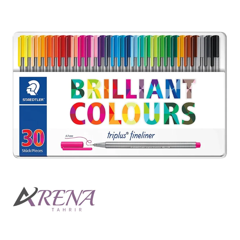 روان نویس ۳۰ رنگ جعبه فلزی استدلر Triplus Brilliant Colours