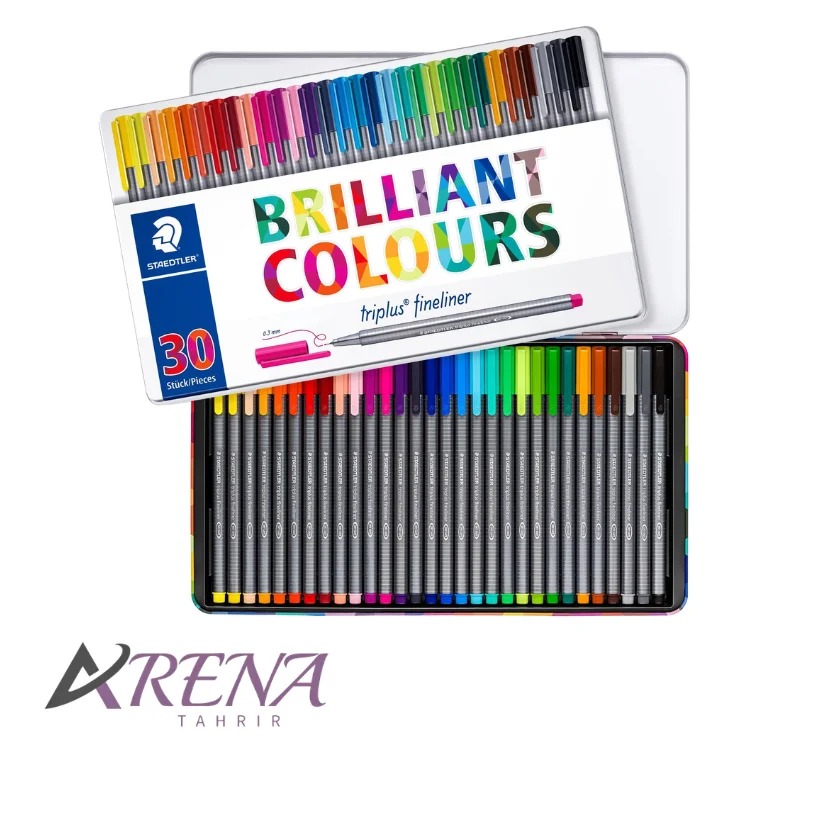 روان نویس ۳۰ رنگ جعبه فلزی استدلر Triplus Brilliant Colours