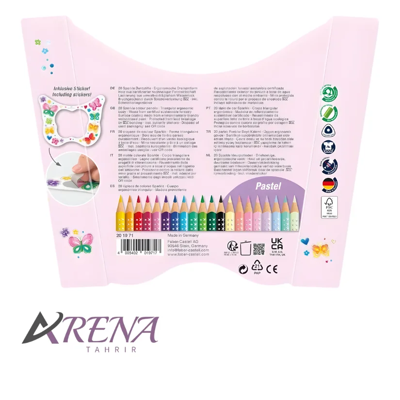 مداد رنگی 20 رنگ فابر-کاستل مدل اسپارکل طرح پروانه