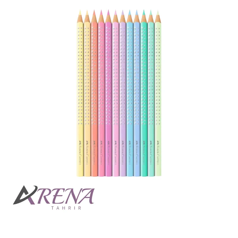 مداد رنگی فابر-کاستل 12 رنگ پاستلی مدل اسپارکل جعبه فلزی