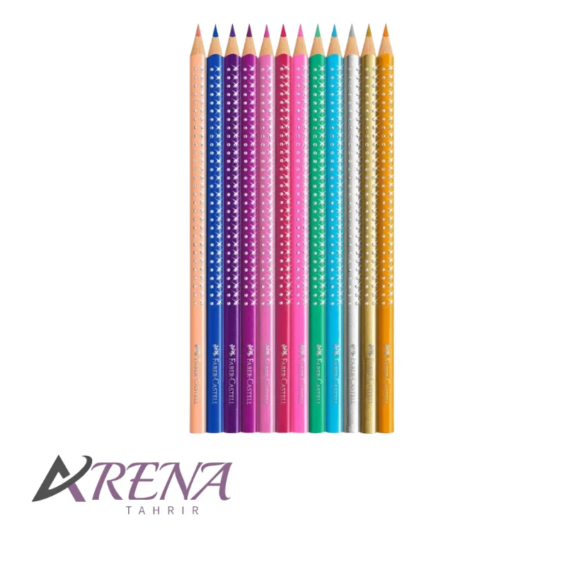 مداد رنگی فابر-کاستل 12 رنگ براق مدل اسپارکل جعبه فلزی