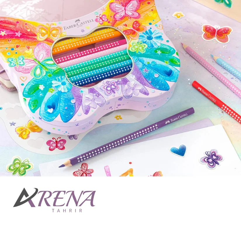 مداد رنگی 20 رنگ فابر-کاستل مدل اسپارکل طرح پروانه